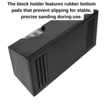 Diamond Articulator sanding block for smoothing off support nubs bumps offers a slip free bottom for easy use on 3D printed dental models.
