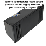 Diamond Articulator sanding block for smoothing off support nubs bumps offers a slip free bottom for easy use on 3D printed dental models.